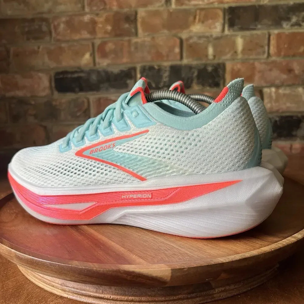 Brooks Hyperion 3 Womens 8.5 White Pink Clay Performance Running Shoes Sneakers - Picture 12 of 16